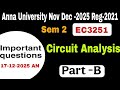 EC 3251|Circuit Analysis|important questions Anna University Nov Dec 2025|Regulation 2021