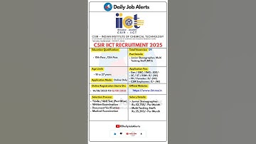 CSIR-IICT Recruitment 2025 | New Vacancy 2025 | Daily Job Alerts #shorts