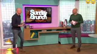 Tim Lovejoy takes a tumble while presenting Sunday Brunch