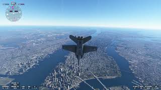 NEW YORK STUNT FLIGHT Microsoft Flight Simulator F18..... MACH 1 THROUGH THE STREETS!!!!!!!! screenshot 4