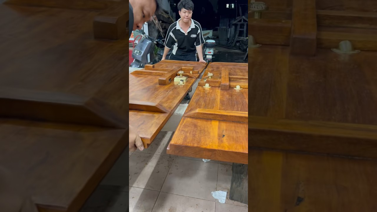 Pineapple Grid Solid Wood Door + Stone Frame | Built for a Century of Inheritance 