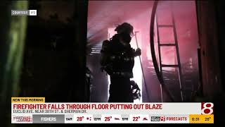 Firefighter injured after falling through floor