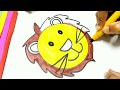 Drawing &amp; coloring Loin from basic shapes Circle, How to draw &amp; paint for kids, Coloring activity