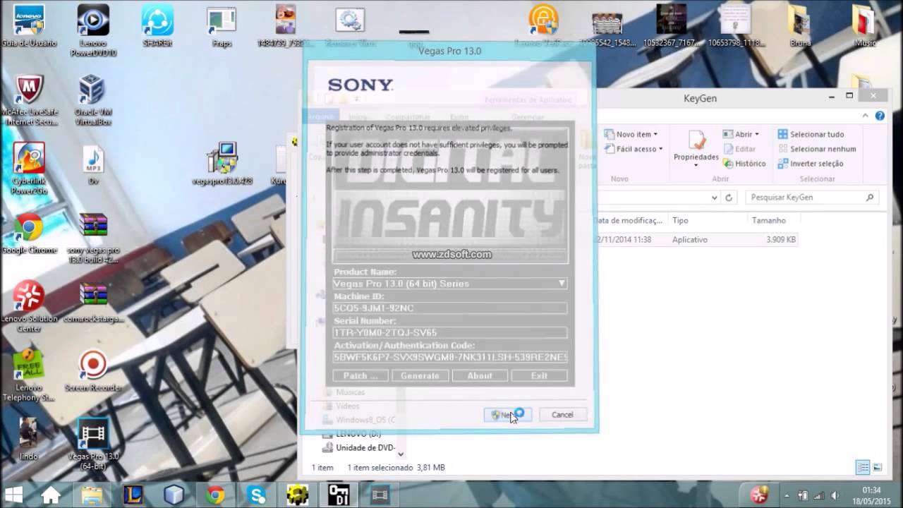 Db Instalando Sony Vegas 13 Serial Authentication Code 15 Com Voz Youtube