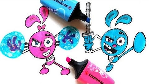 Two Marker Challenge | Speed drawing Yin and Yang from Yin Yang Yo! using highlighters | Drawmeo