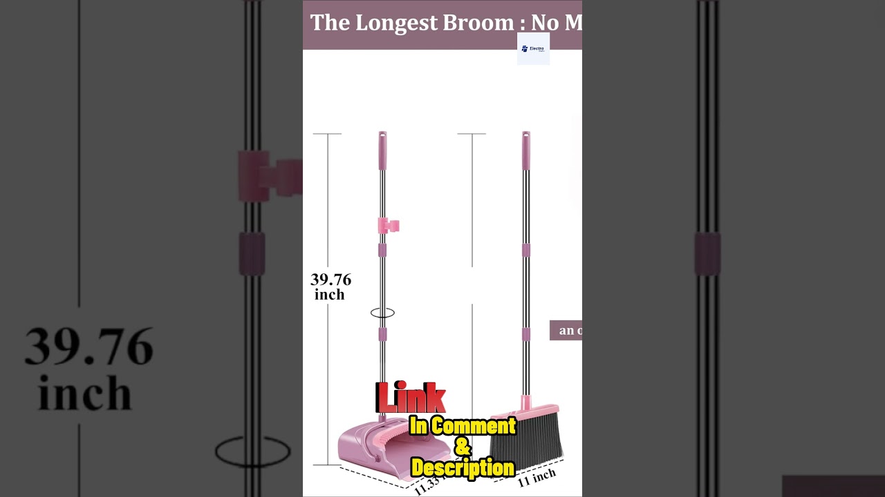 kelamayi Upgrade Broom and Dustpan Set, Large Size and Stiff Broom Dust pan with Long Handle