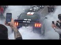 Chaos on public road  burnouts  accelerations at cars  coffee italy brescia 2018