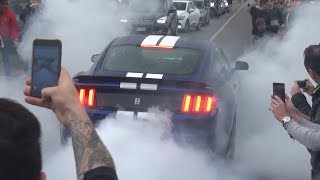 CHAOS on PUBLIC ROAD! - Burnouts \& Accelerations at Cars \& Coffee Italy Brescia 2018!