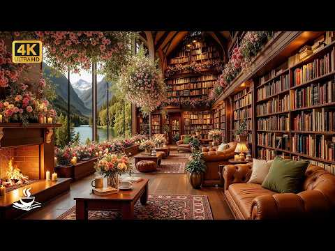 Floral Canopy Library with Honeyed Jazz | Book Reverie, Quiet Pages & Focused Study Hours