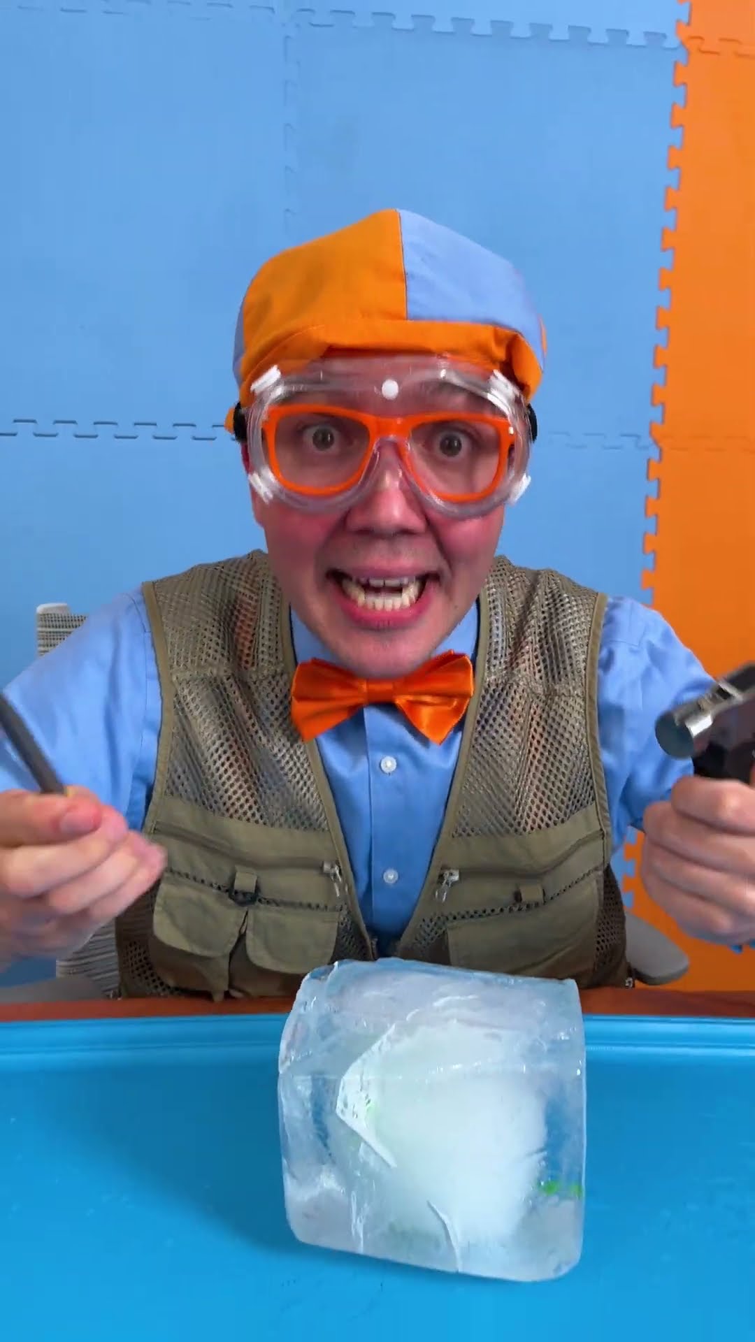 Blippi's Hot VS Cold DINO Ice Experiment! #blippi #shorts