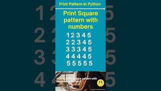 How to print Square pattern with Numbers in Python - 07 | Pattern Program in Python