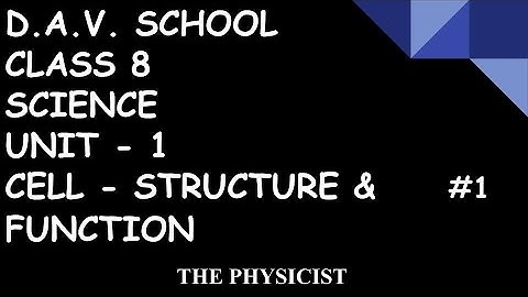 D.A.V. SCHOOL| CLASS VIII | SCIENCE | CHAPTER - 1 | CELL- ITS STRUCTURE & FUNCTIONS | #1