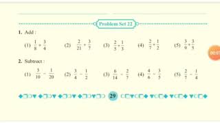 Maths Problem set 22 ( Fractions) Std 5