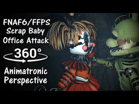 360°| FNAF6 Scrap Baby Office Jump Scare - Animatronic Perspective 4K UltraHD [FNAF] (VR Compatible)