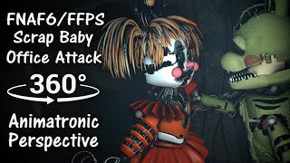 360°| FNAF6 Scrap Baby Office Jump Scare - Animatronic Perspective 4K UltraHD [FNAF] (VR Compatible)