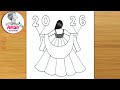 Happy New Year 2026 Special Drawing | Girl Drawing with Pencil | New Year Art for Beginners 