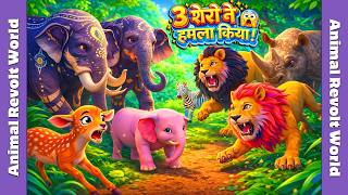 3 Lions Vs A Baby Deer What Happened Elephant Family Saves Ep 18