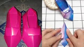 Cara membuat sepatu dari kertas origami
