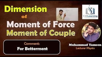 Dimension of Moment of Force or moment of couple | ECAT | MDCAT | Yhlearning