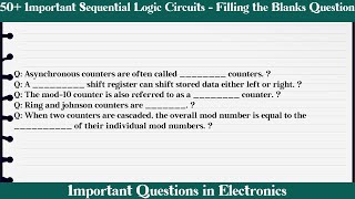 MCQ Questions Sequential Logic Circuits - Filling the Blanks with Answers