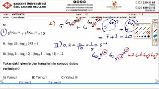 12. Sınıf Matematik Logaritma Test 2 Soru 12