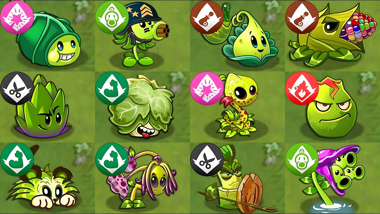 All GREEN PREMIUM Plants Max Level! Vs PvZ 2 Zombies in PvZ 2 Mod Final ...