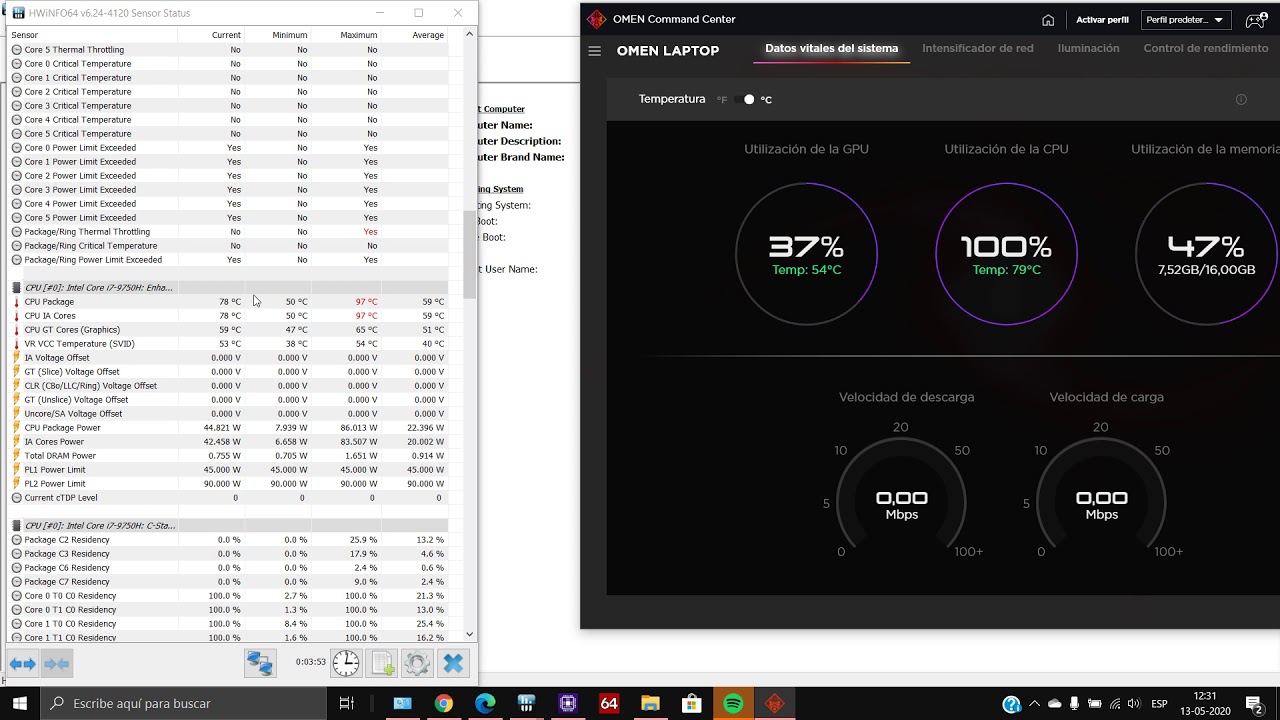 Thermal Throttling i7 9750H - YouTube