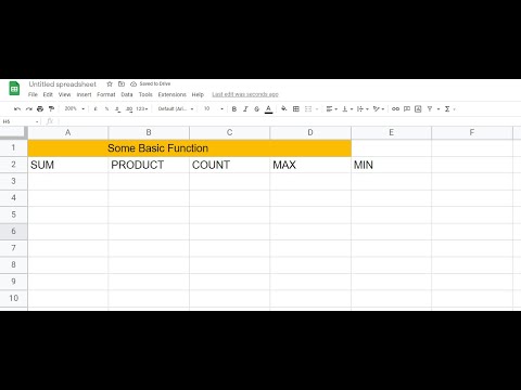 Spreadsheet #4   Some Basic Function in Excel or Spreadsheet, SUM, PRODUCT, COUNT, MAX, MIN