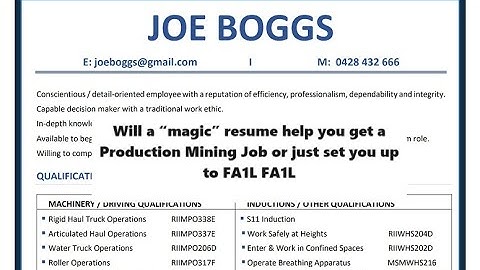Will a “magic” resume help you get a production mining job or just set you up to FA1L FA1L