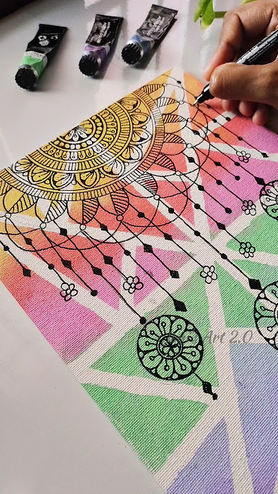 Try this!😮 Creative canvas painting ideas💡#art #bohoart #shortsvideo #abstractart #mandala #canvas