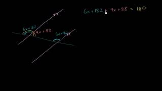 Using algebra to find measures of angles formed from transversal