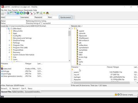 Uploading your first web page with filezilla