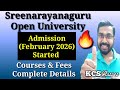 Sreenarayanaguru Open University Admission(2026 February) Started| Courses and Fees Complete Details