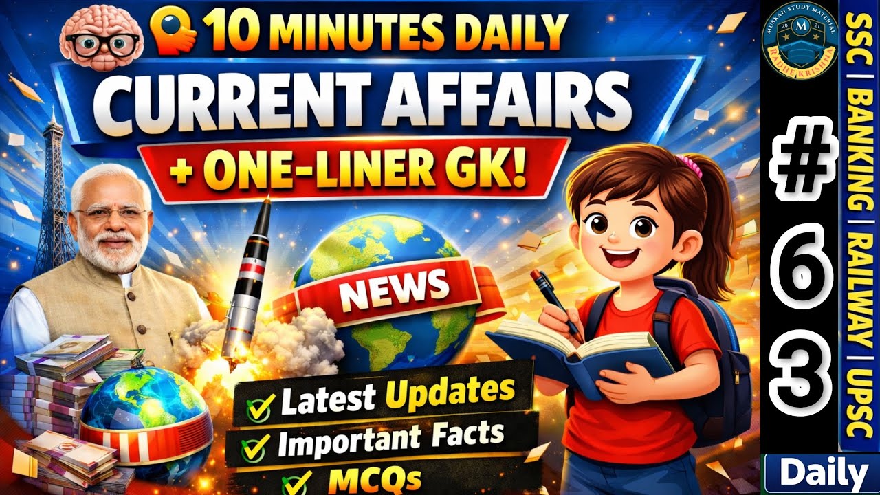 🧠 10 Minutes Daily Current Affairs + One-Liner GK | 100% Exam Oriented #63 