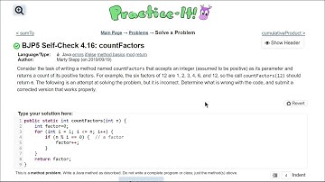 Java Practice It || 4.16 countFactors || for loop, errors for loop, method , if/ else statement