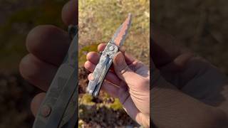 Hand forged friction folding knife #blacksmithing #damascussteel #fantasy #art #skyrim