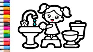 🧼👐 Hand Washing Drawing & Coloring for Kids 🎨 | Easy Hand Wash Picture for Toddlers 🌈