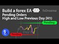 Build mt4 ea no coding needed daily high and low day1  h1 with rejection strategy by fxdreema