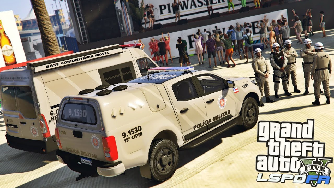 GTA V PMBA - POLÍCIA MILITAR EM PATRULHAMENTO NO CARNAVAL DA BAHIA | BASE MÓVEL COMUNITÁRIA