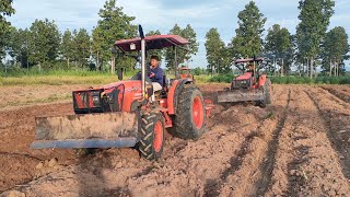 Mu4902ลงผาน3ไถคู่mu5702จอมพลังผาน4 เสียงลั่นข้ามสามทุ่ง Kubota tractor