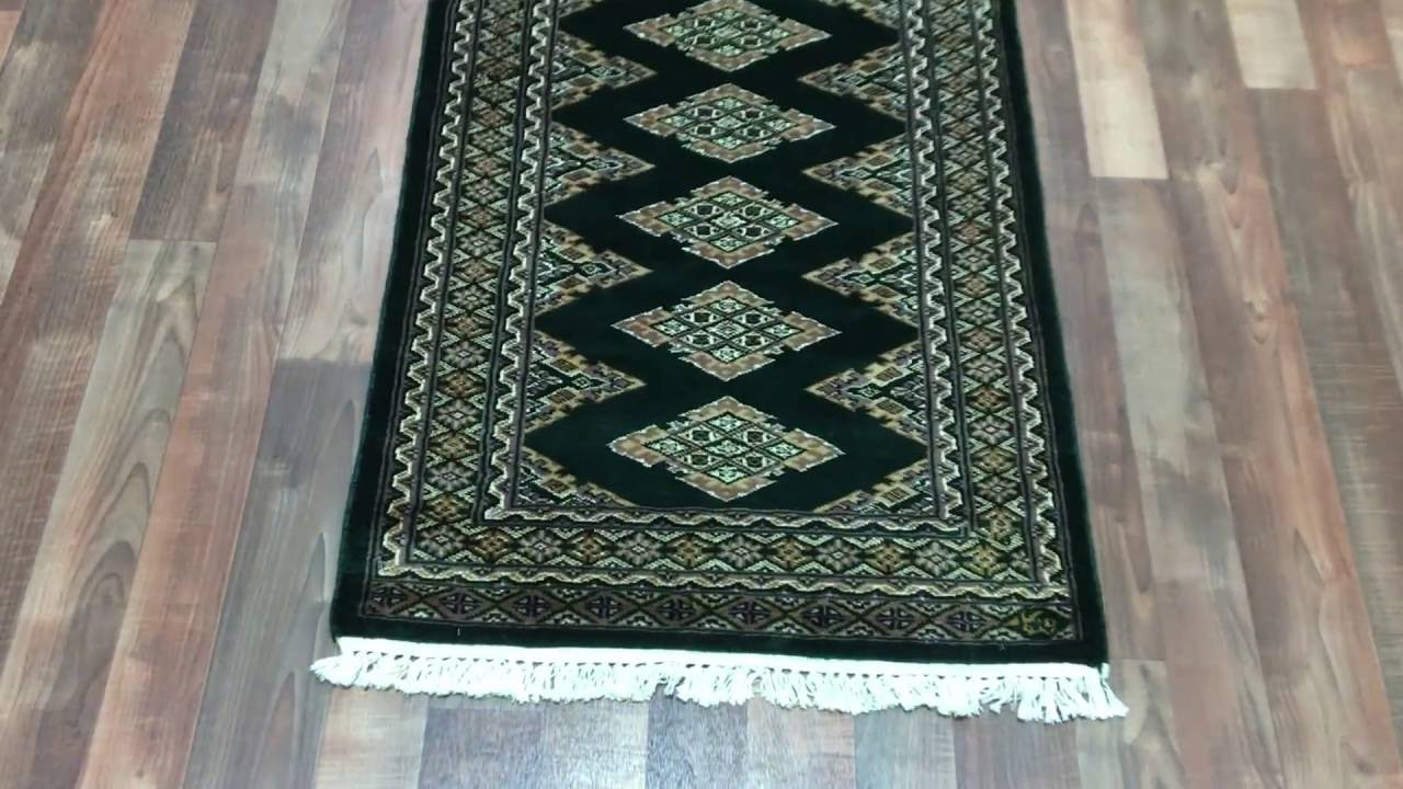 Green Royal Bukhara With Silk Oriental Rug 2'3X6' - AT-1040