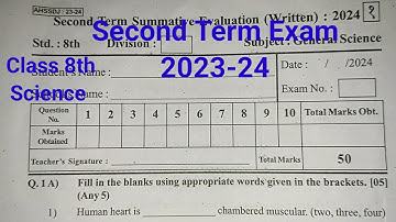 Second Term Exam question paper Class 8th Science 2023-24