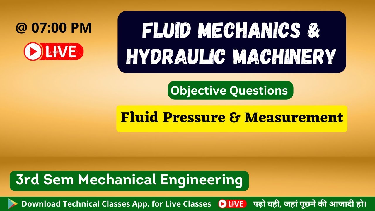 Objective Questions on Fluid Pressure & Measurement || 3rd Sem. Mechanical || SBTE bihar Polytechnic