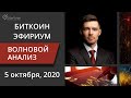 Волновой анализ криптовалют Биткоин Bitcoin, Эфириум Ethereum на 5   9 октября 2020