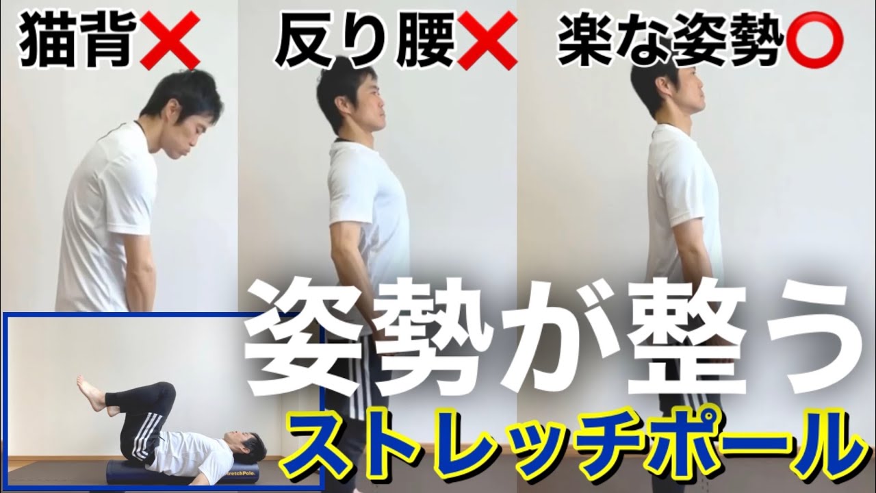 姿勢矯正】ストレッチポールで骨盤背骨の歪みを取るトレーニング！猫背