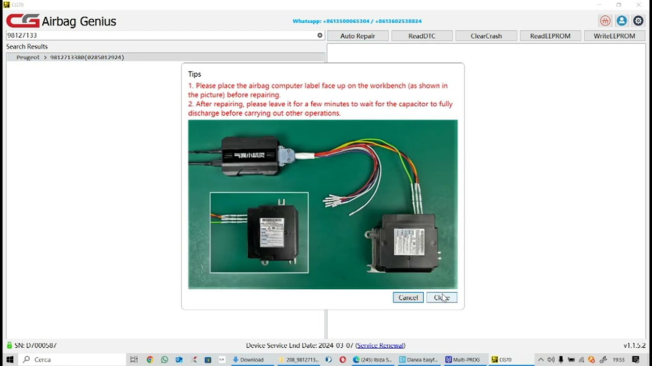 CG70 CRASH AIRBAG PEUGEOT 208 Model 9812713380