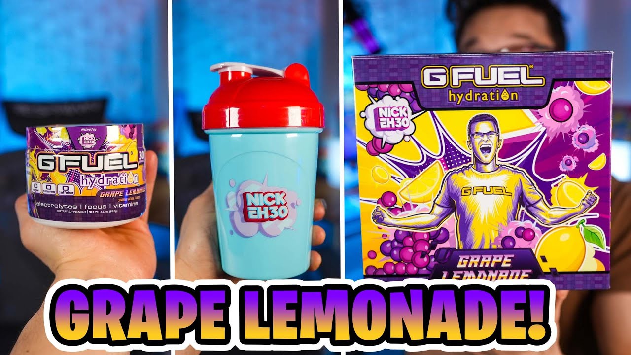 NickEh30 Grape Lemonade Hydration GFuel Flavor Review! YouTube