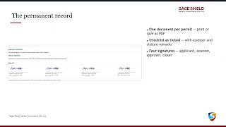 Electronic Permit to Work — Sage Shield WSH Platform