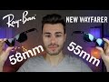 Ray-Ban New Wayfarer Size Comparison 55mm vs 58mm