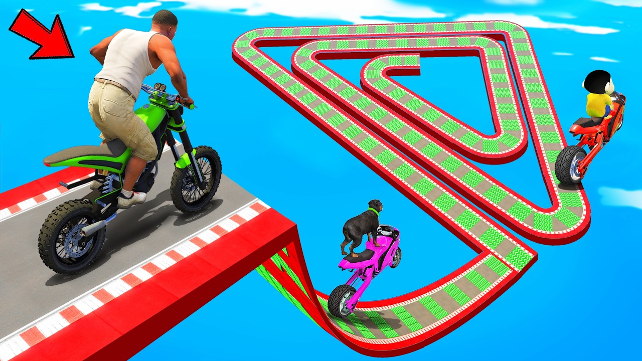 SHINCHAN AND FRANKLIN TRIED THE IMPOSSIBLE TRIANGULAR SPEED BOOSTER ROAD PARKOUR CHALLENGE GTA 5